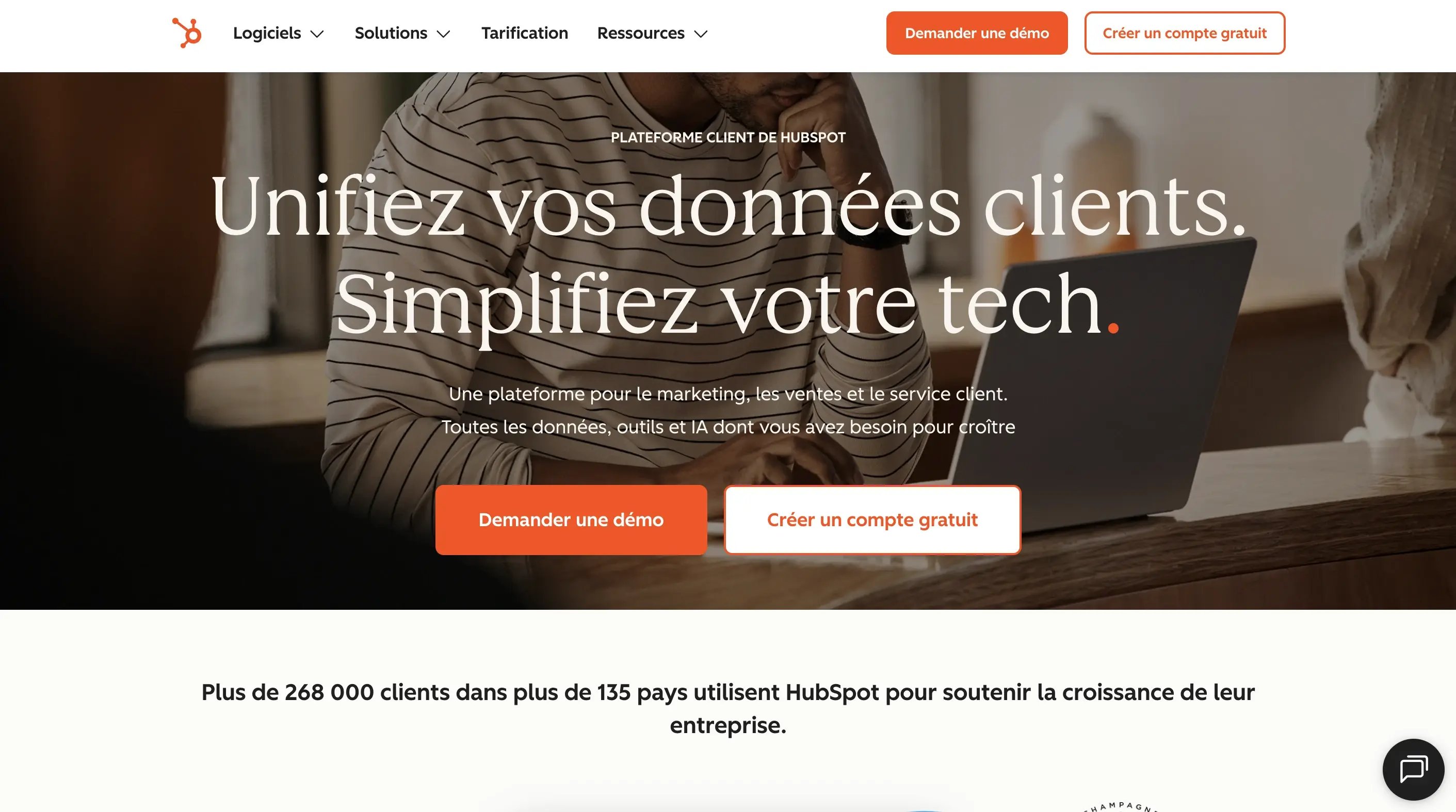 Page de démo HubSpot