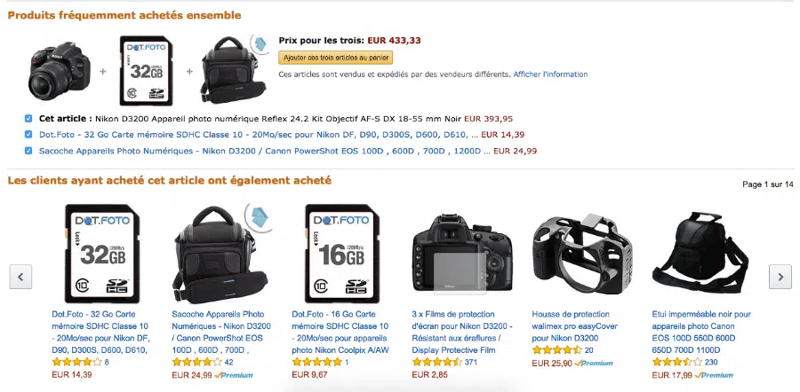 Capture d'écan des produits Amazon