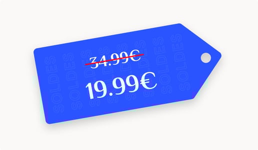 Étiquette indiquant un prix barré en solde