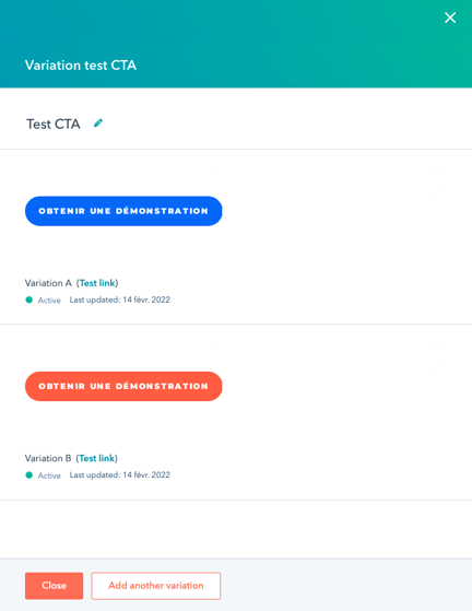 A/B test d'un bouton d'appel à l'action