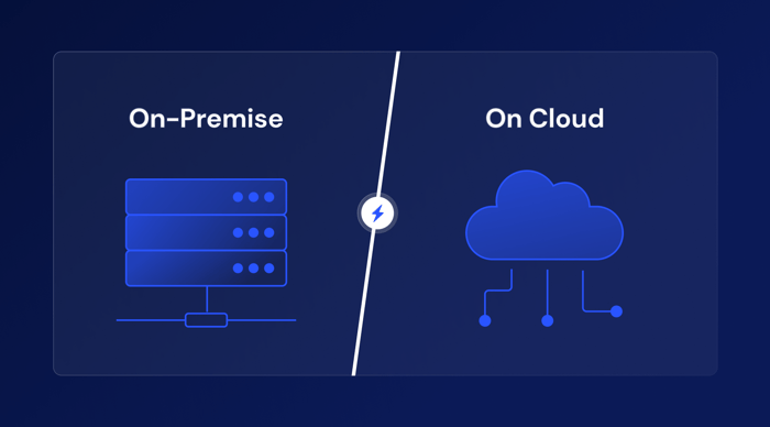 Illustration fictive en miroir pour comparer un CRM On-premise et un CRM On Cloud 