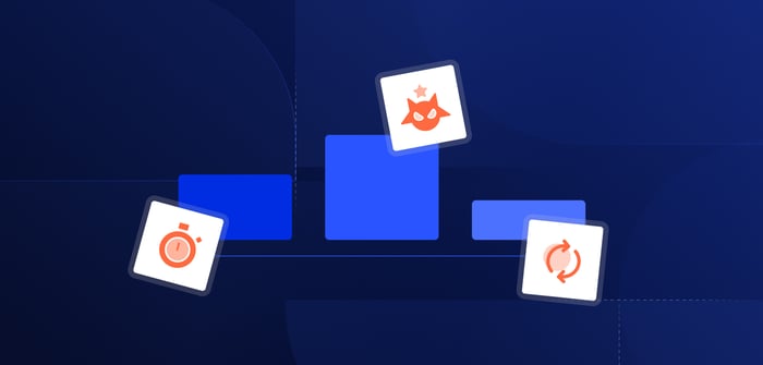 Illustration de trois rectangles bleus formant un podium