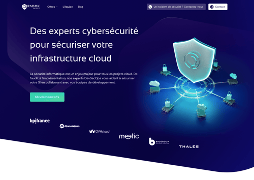 Exemple de module avec la hero section de Padok Security