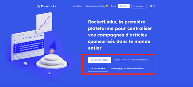 Exemple de site SaaS avec RocketLinks
