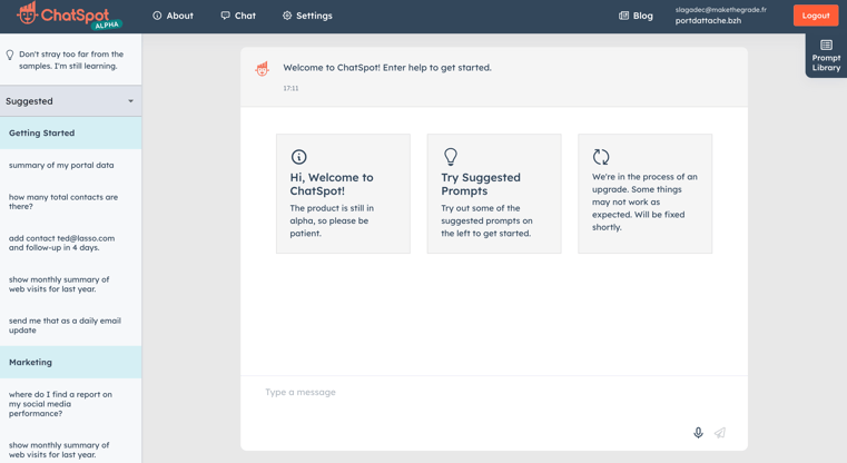 Présentation de la fonctionnalité Chat par ChatSpot