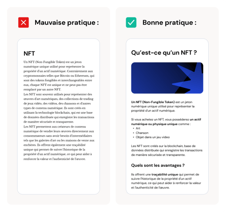 Exemples de bon etr mauvais arborescence de contenu textuel pour un document digital
