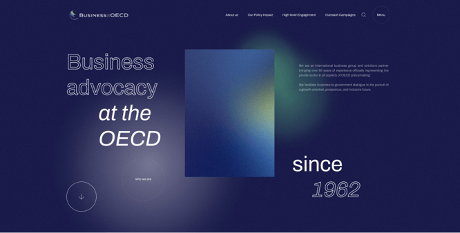 Exemple de hero section avec Business at OECD