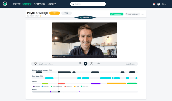 Exemple de Modjo pour enregistrer les conversations 