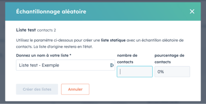 Création d'échantillonnage sur le CRM