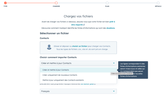 Mises à jour sur l'import de contact CRM