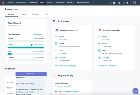Fonctionnalité prospection sur le CRM HubSpot