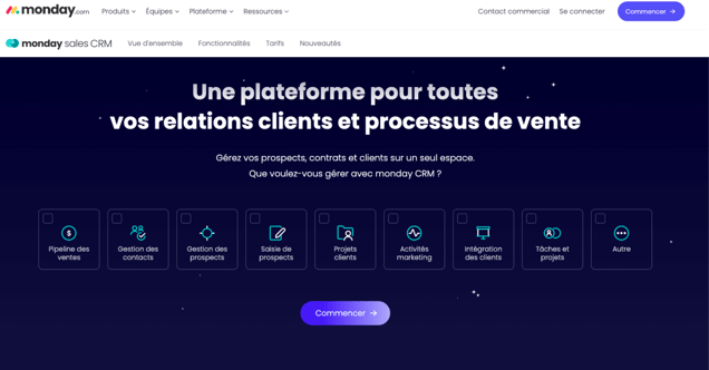 Image de la page d'accueil de Monday
