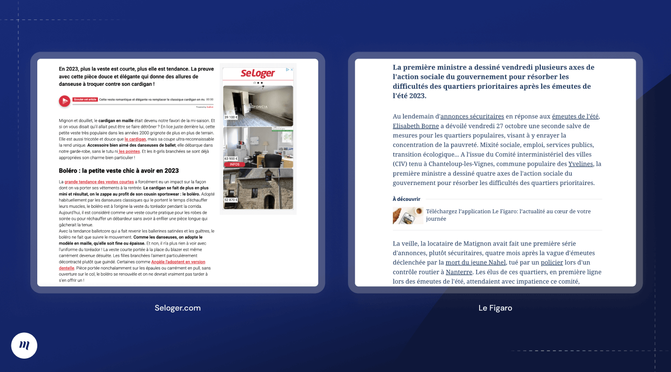 Capture écran des CTA assimilés à du SPAL sur Voici.fr