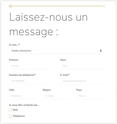 Une exemple de textes d'aide pour un formulaire de contact