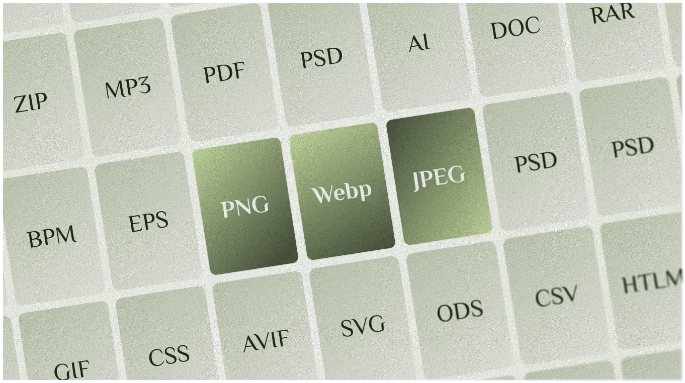 Illustration présentant différents types de fichiers image web
