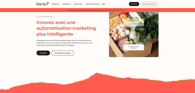 Page web de la solution de marketing automation de Klaviyo