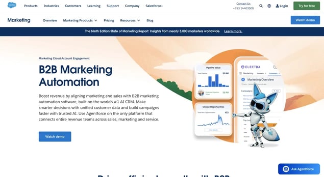Page web de la solution de marketing automation Pardot de Salesforce