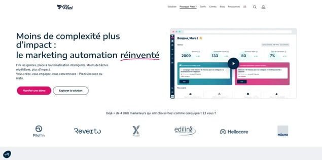 Page web de la solution de marketing automation de Plezi
