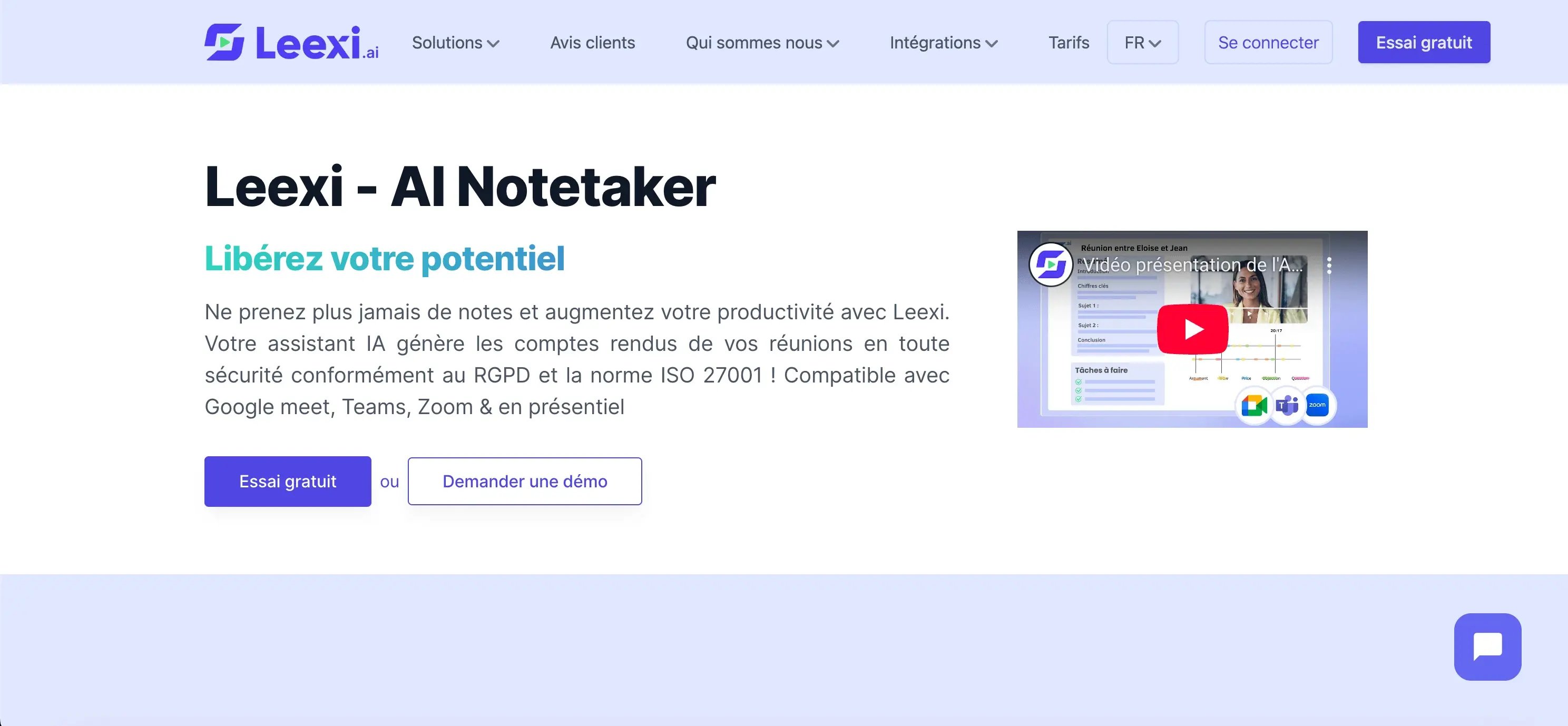 Capture d'écran de l'interface Leexi