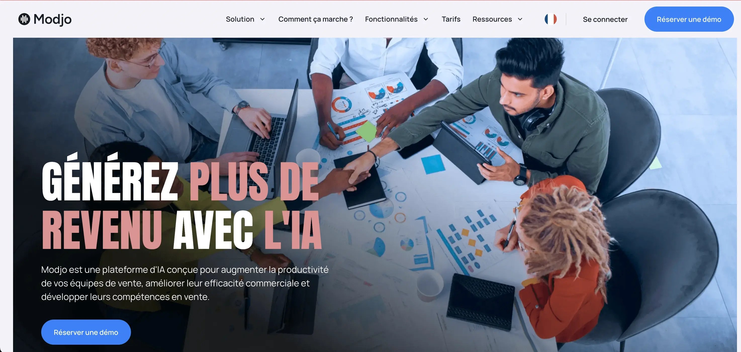 Capture d'écran de l'interface Modjo