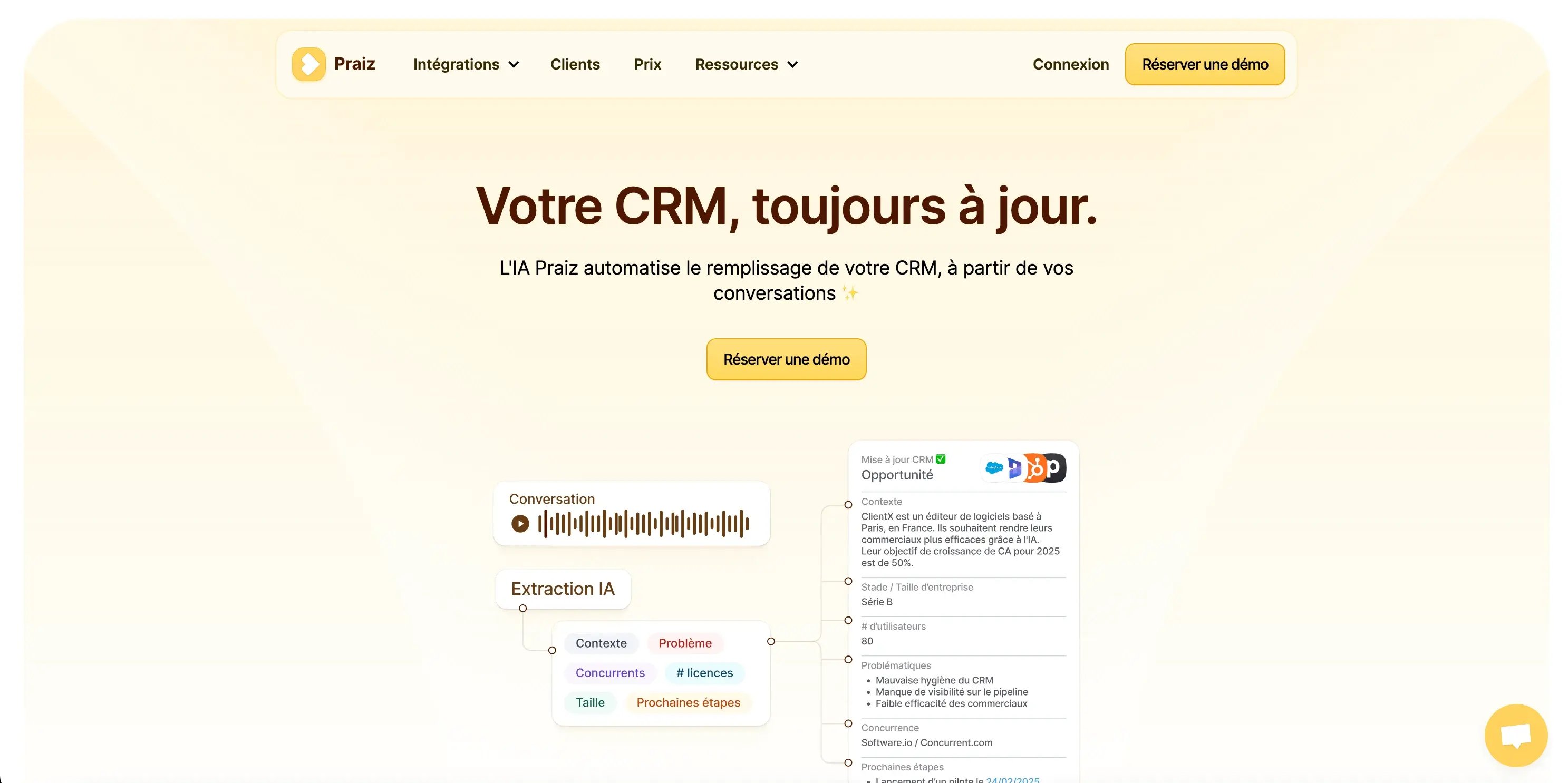 Capture d'écran de l'interface Praiz