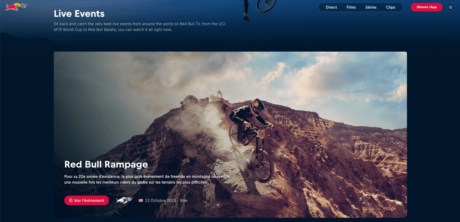 Capture écran du média Redbull TV