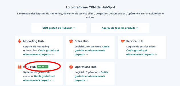 Exemple de badge menu HubSpot