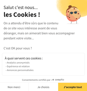 Bannière de cookies par Axeptio