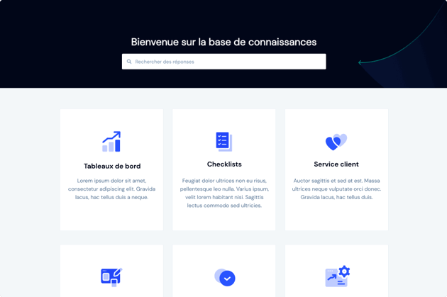 Illustration d'une base de connaissances sur HubSpot