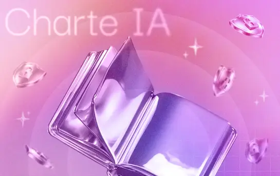 Un livre ouvert en 3D avec des pictogrammes de bouclier gravitant autour. En arrière plan, le mot clé 