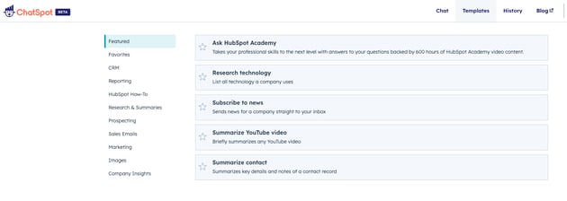 la page d'accueil ChatSpot