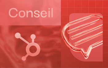 Logo HubSpot avec illustration 3D cabinet de conseil