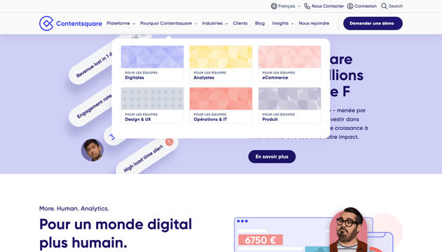 Exemple de méga-menu ContentSquare
