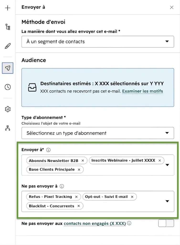 Liste de contact email HubSpot