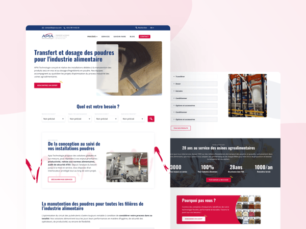 Exemples de pages conçues pour le site de Apia