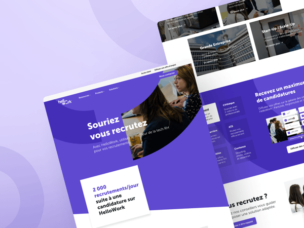 Exemples de pages conçues pour le site de HelloWork