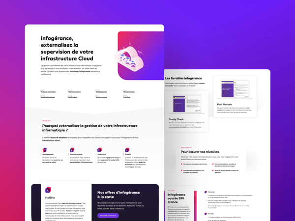 Exemples de pages conçues pour le site de Padok Security