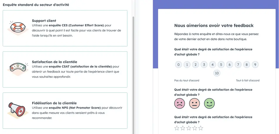 Capture d'un workflow d'envoi d'enquêtes de satisfaction