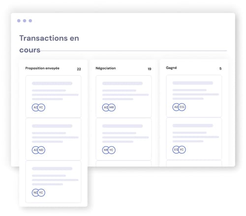 Illustration de la page "Transaction" d'un CRM