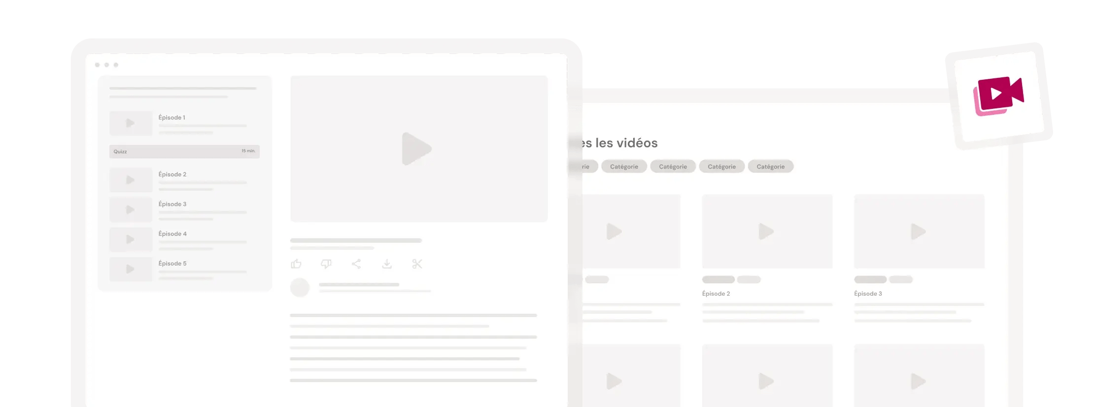 Illustration qui représente une section académie vidéos d'un site