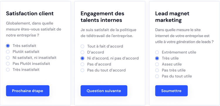 Exemple d'échelle de Likert réalisée pour ce client