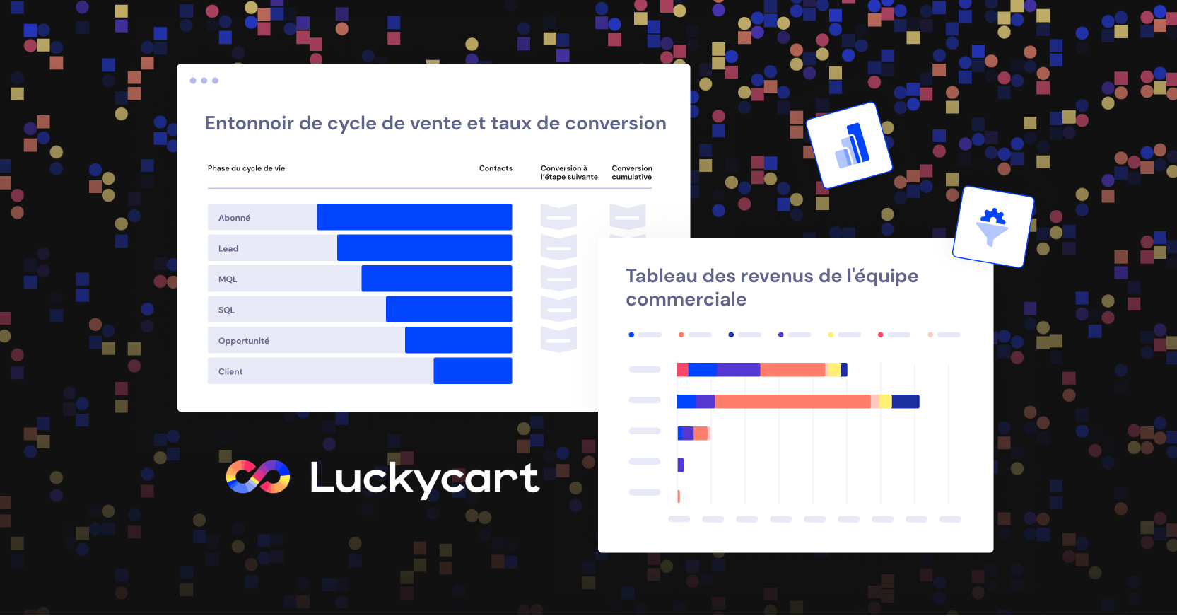 tableaux de bord personnalisés pour Lucky cart