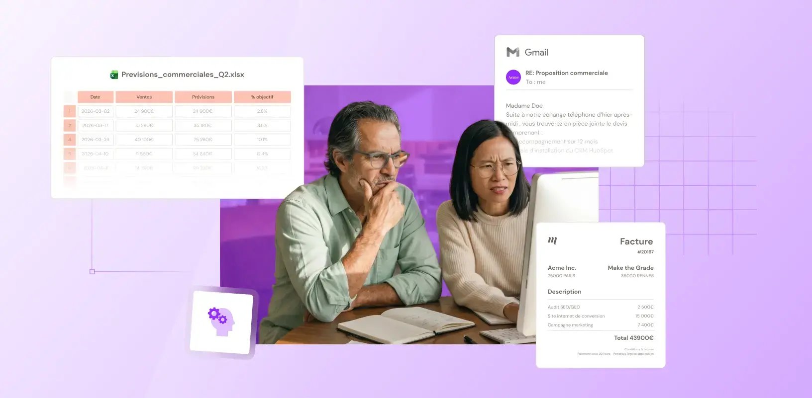Données commerciales dispersées entre Excel, Gmail et facturation avant l'intégration HubSpot