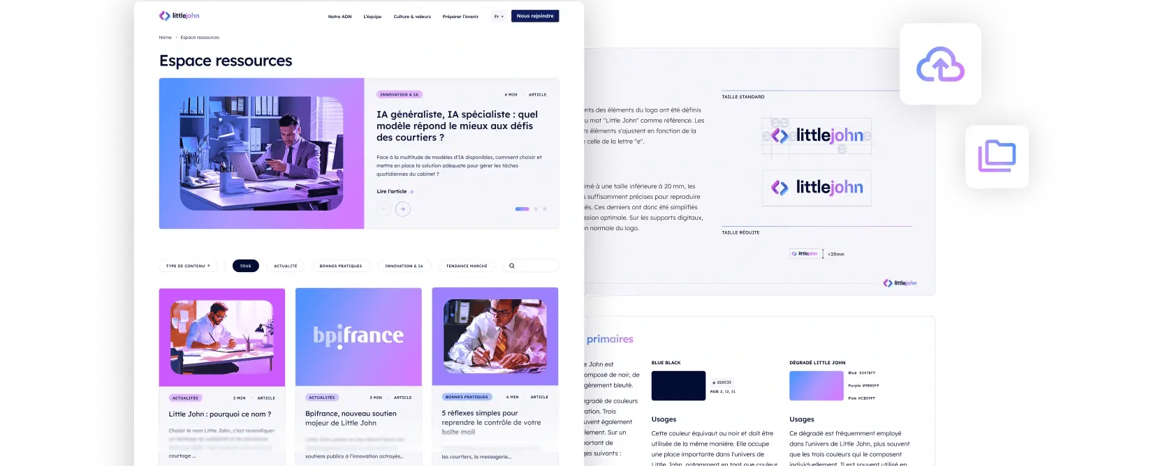 Visuel de la charte graphique et de la page blog de Little John