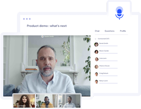 Une représentation de l'outil Livestorm avec un webinaire en cours