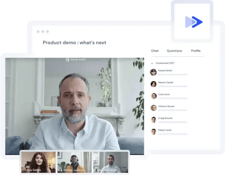 Une représentation de l'outil Livestorm avec un webinaire en cours