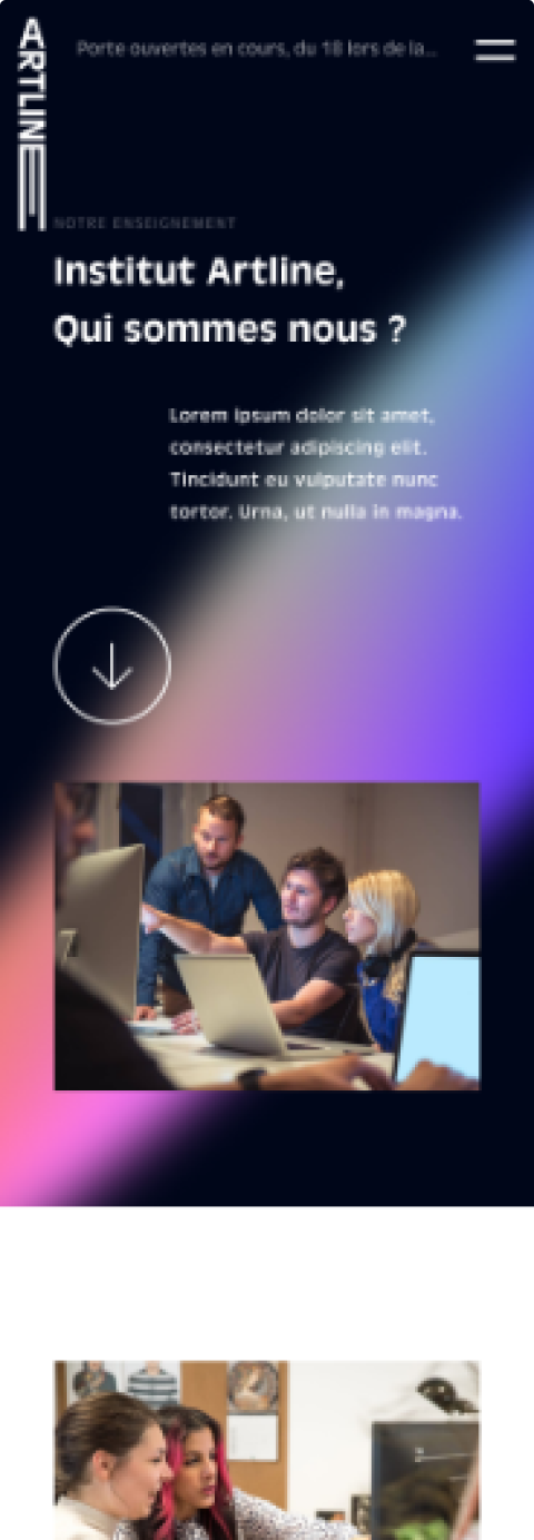 Page solution Institut Artline