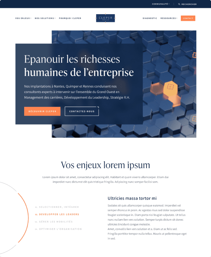 Page d'accueil web CLEPER