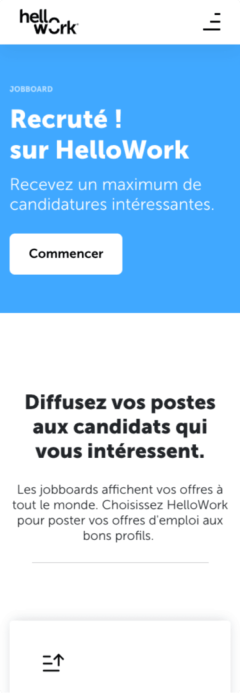 Page web responsive site recruteur Hellowork