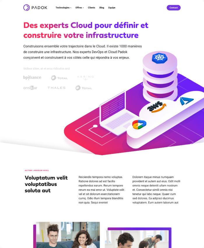 Page d'accueil web Padok